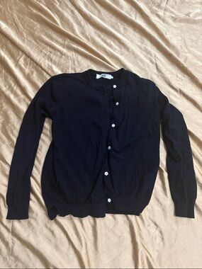 Youth Navy Crewneck Button-Up Sweater -